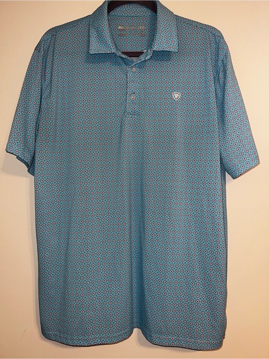 Ariat Other - Ariat Tek Men’s AOP Teal Geometric Performance Polo Shirt Large